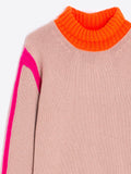 Vilagallo Jax Turtleneck Sweater, Beige Orange Neon Pink-Vilagallo