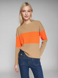 Vilagallo Colorblock Pullover, Ecru & Orange-Vilagallo