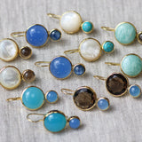 Color Block Drop Earring, MOP & Smoky Topaz-Laura Foote