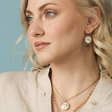 Color Block Drop Earring, MOP & Smoky Topaz-Laura Foote