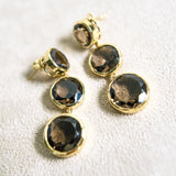 Faceted Round We Go Drop Earring, Smoky Quartz-Laura Foote