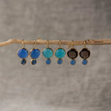 Color Block Drop Earring, Faceted Smoky Quarts & Blue Chalcedony-Laura Foote