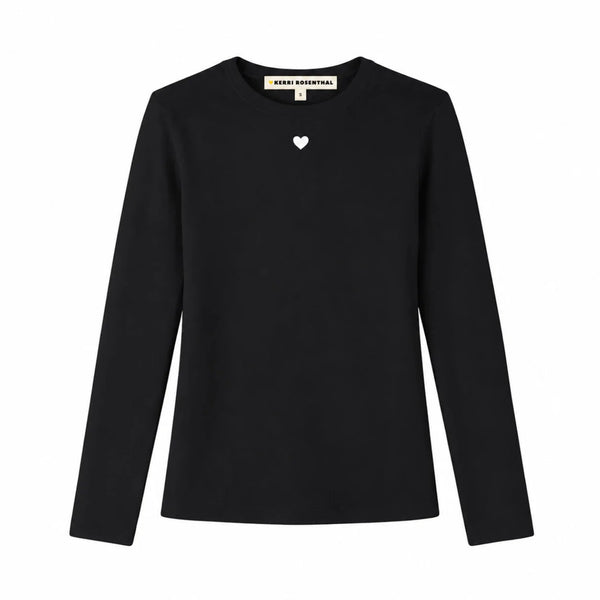 KR Long Sleeve Rib Tee, Black-Kerri Rosenthal