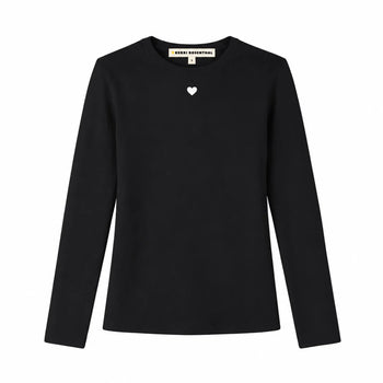 KR Long Sleeve Rib Tee, Black-Kerri Rosenthal