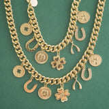 JW LUCKY Charm Necklace, Gold-Jane Win