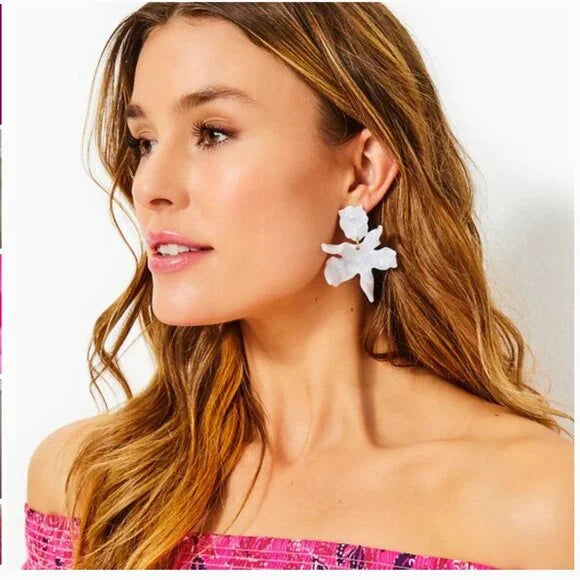 Lilly X Lele Lilly Earrings, Resort White-Lilly Pulitzer