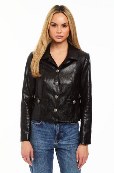 Drew Odette Faux Leather Jacket, Black-DREW