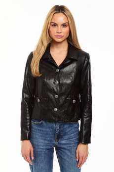 Drew Odette Faux Leather Jacket, Black-DREW