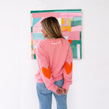 Kr Ex-Boyfriend Patchwork Sweatshirt, Palm Pink-Kerri Rosenthal