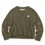 KR Saturday V Neck Sweater, Army Green-Kerri Rosenthal
