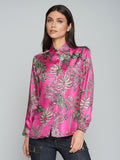 Vilagallo Irina Silk Blouse, Jungle Pink-Vilagallo