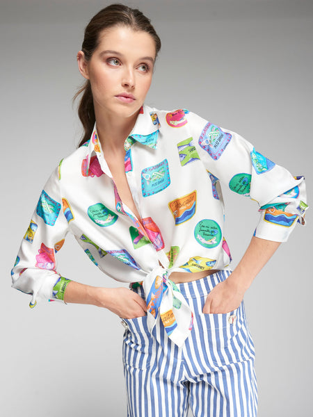 Vilagallo Mafalda Silk Blouse, Sardines-Vilagallo