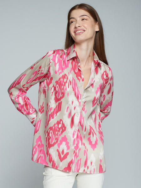 Vilagallo Mariela Blouse, Ikat Tan/ Pink-Vilagallo