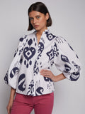 Vilagallo Tatiana Ikat, White Navy-Vilagallo