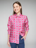 Vilagallo Silk Geometric Shirt, Fucsia Seda-Vilagallo