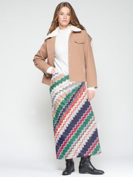 Vilagallo Sirena Skirt, Sirena Espiga Verde Rosa Jacquard-Vilagallo