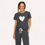 KR Suke Imperfect Heart Tee, Anthracite-Natural