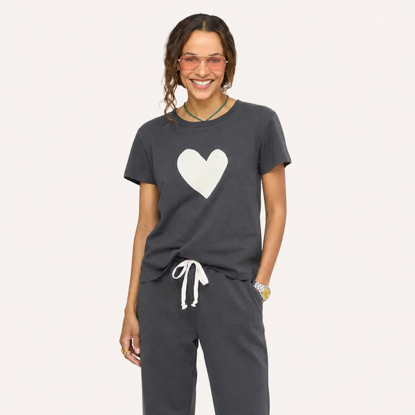KR Suke Imperfect Heart Tee, Anthracite-Natural