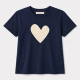 KR Suke Imperfect Heart Tee, Indigo Blue-Cream