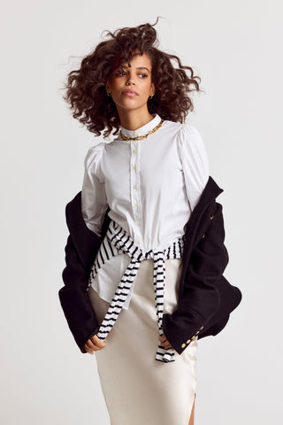 Puff Shoulder Shirt, White-The Shirt - Rochelle Behrens
