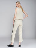 Vilagallo Stretch Trousers with Black Grosgrain, Off White-Vilagallo