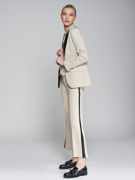 Vilagallo Stretch Trousers with Black Grosgrain, Off White-Vilagallo