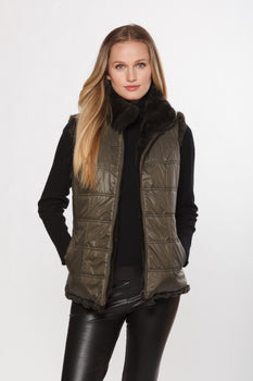 Linda Richards Rex Reversible Vest-Olive-Linda Richards