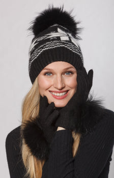 LR Nordic Snowflake Hat, Black-Linda Richards