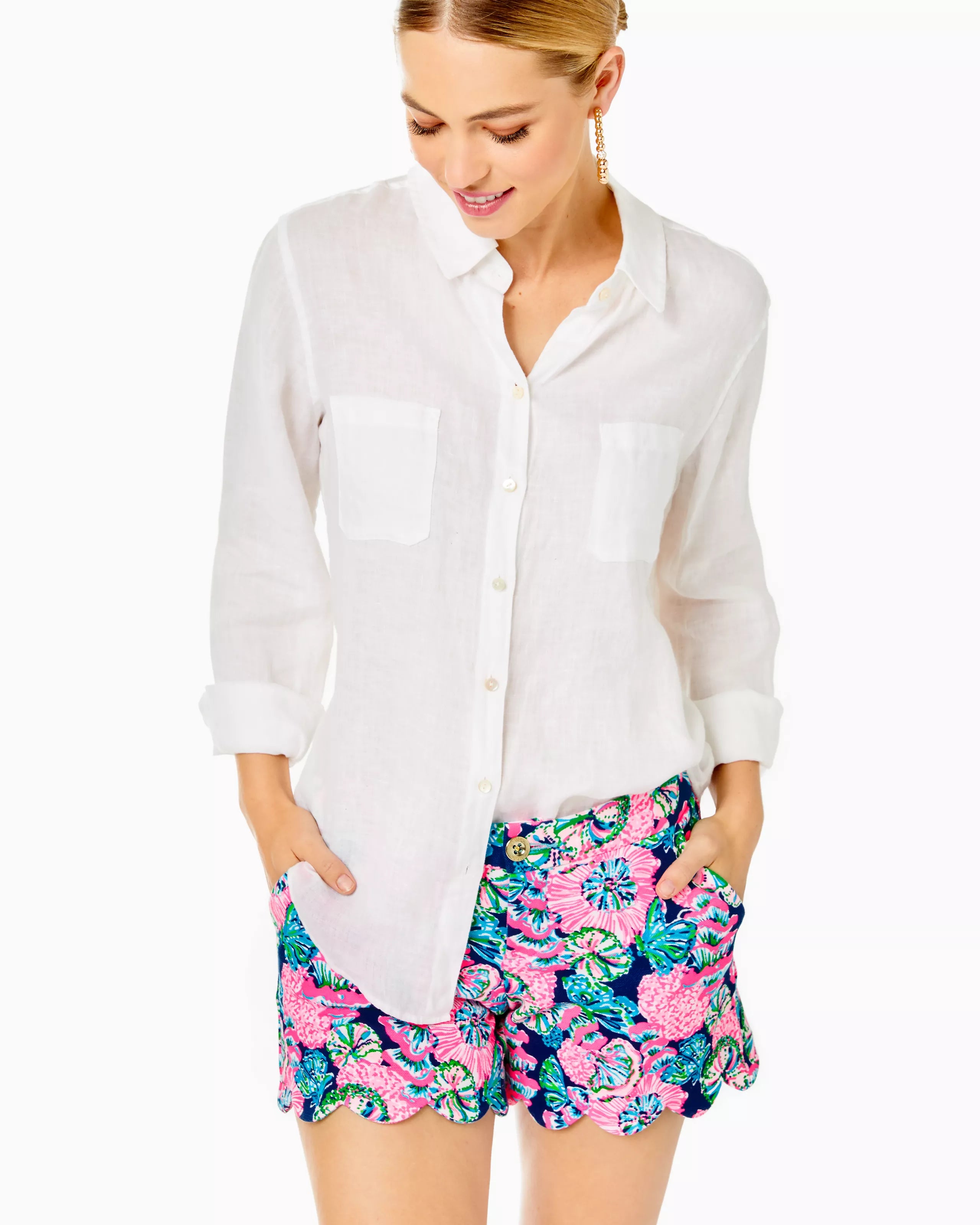 Lilly store Pulitzer Sea View Button Down Top