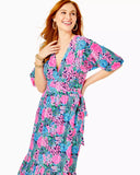 Brantley Midid Wrap Dress - Oyster Bay Navy Always Be Blooming-Lilly Pulitzer