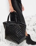 MZ Wallace Large Metro Tote Deluxe Lacquer- Black-MZ Wallace