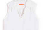 V Ross Shirt, White Crepe-Vilagallo