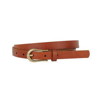 Basic Skinny Leather Belt, Tan-Most Wanted
