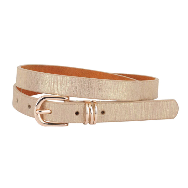 Skinny Shimmer Belt, Champagne-Most Wanted