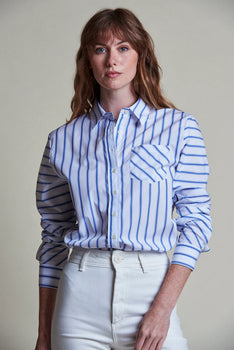 Boyfriend, Navy Stripe-The Shirt - Rochelle Behrens