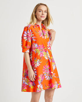 Emerson Dress Impressionist Floral, Apricot-Jude Connally