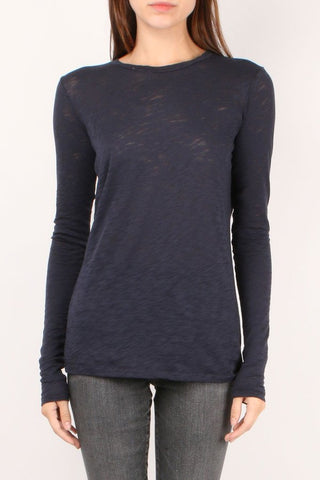 Classic Long Sleeve Crew Tee, Navy-Goldie