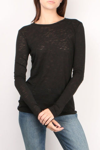 Classic Long Sleeve Crew Tee, Black-Goldie