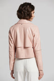 Ninon Short Faux Lamb Leather Jacket, Blush-Adroit Atelier