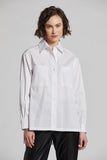 Nubia Button Down Shirt, White-Adroit Atelier