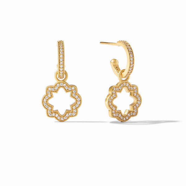JV Odette Hoop & Charm Earrings, Gold & CZ-Julie Vos