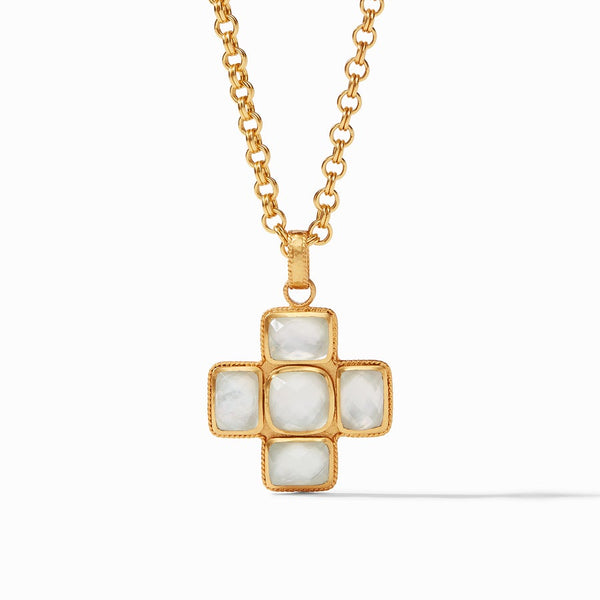Savoy Pendant Necklace, Iridescent Clear Crystal-Julie Vos