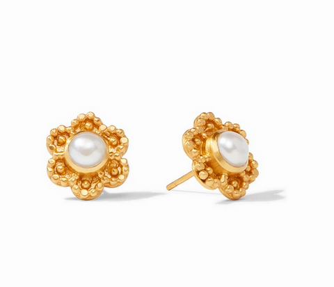 JV Colette Stud Earring, Gold-Pearl-Julie Vos