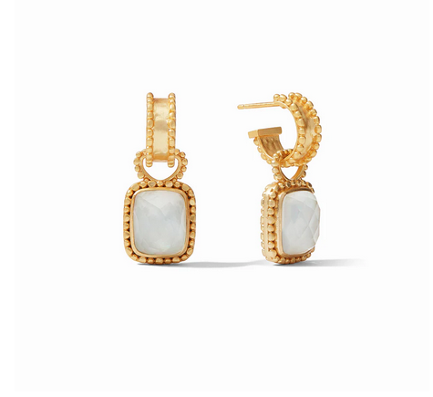 JV Marbella Hoop & Charm Earring, Gold/Iridescent Clear-Julie Vos