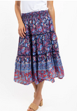 Dezi Floral Paisley Skirt, Navy/ Gold-Jude Connally