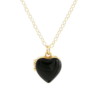 Enamel Heart Locket Necklace-Black-Kris Nations
