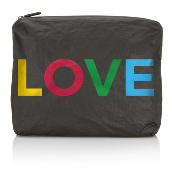 Medium Zipper Pack in Black with Rainbow "LOVE"-Hi Love