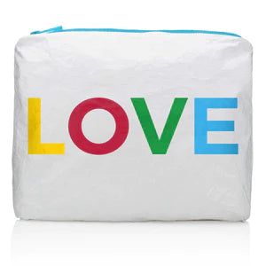 Medium Zipper Pack in White with Rainbow "LOVE"-Hi Love