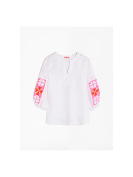 Kaya White Shirt, Emboidered-Vilagallo